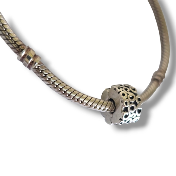 Pandora Sterling Silver Fixed Swirl Clip Charm Spacer 790338 Retired - Picture 3 of 16